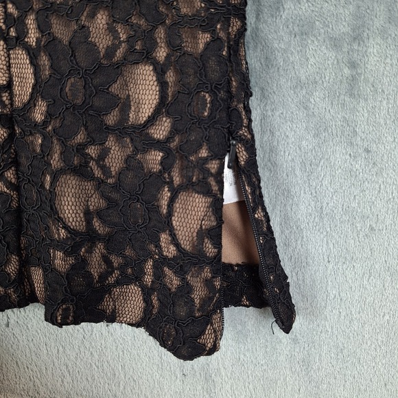 Womens Top Medium Black Y2K Floral Lace Mesh Whimsigoth Fairy Grunge Goth Fitted - Picture 2 of 7